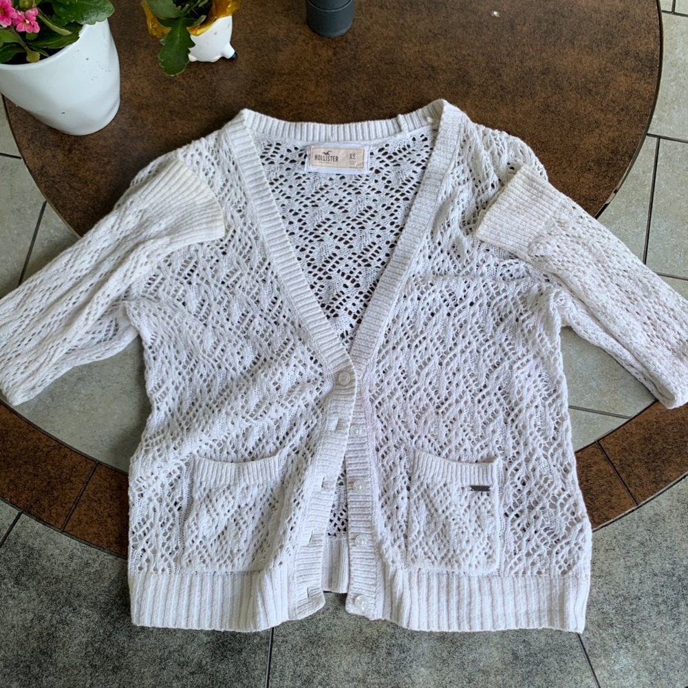 Hollister White Knit Cardigan